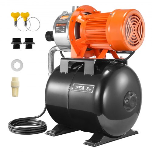 VEVOR 1.6 HP Shallow Well Pump with Pressure Tank, 1320 GPH, Automatic Irrigation Water Booster Pump with 30/50 PSI Pressure Switch for Home Garden Lawn, for Drinking Water Security - BXGGSJB16HP1M5J8EV1 - view 2
