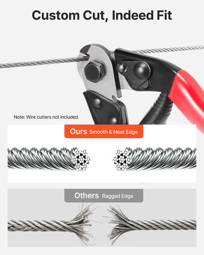 VEVOR Wire Rope Kit, 1/8" 1000 ft 316 Stainless Steel Cable with Cutter and Gloves, 1600 lbs Breaking Strength, 7x7 Strands Construction Marine Aircraft Grade for Handrail Stair Decking Fence Outdoors - BXGGSSBXG3163WG03V0 - view 7