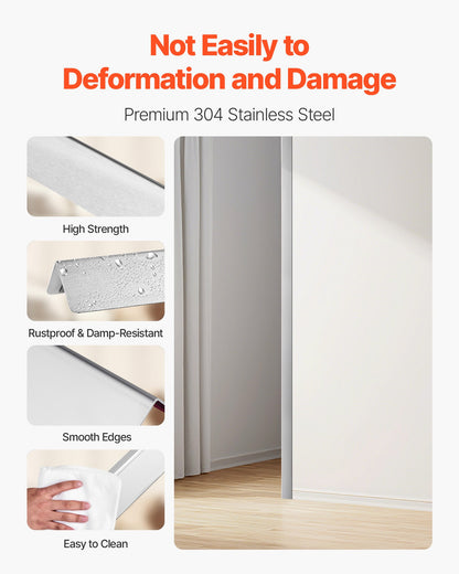 VEVOR Stainless Steel Wall Corner Protector, 1.5 x 1.5 x 48 inch, 10 Pack Metal Corner Guards, 304 Stainless Steel Edge Trim 90-Degree Angle for Home,Office,Commercial Wall Protection, with 3m Tape - BXGHJ11515INWZONI001V0 - view 4