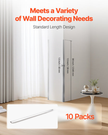 VEVOR Stainless Steel Wall Corner Protector, 1.5 x 1.5 x 96 inch, 10 Pack Metal Corner Guards, 304 Stainless Steel Edge Trim 90-Degree Angle for Home,Office,Commercial Wall Protection, with 3m Tape - BXGHJ1BXG10PTDGV3001V0 - view 3