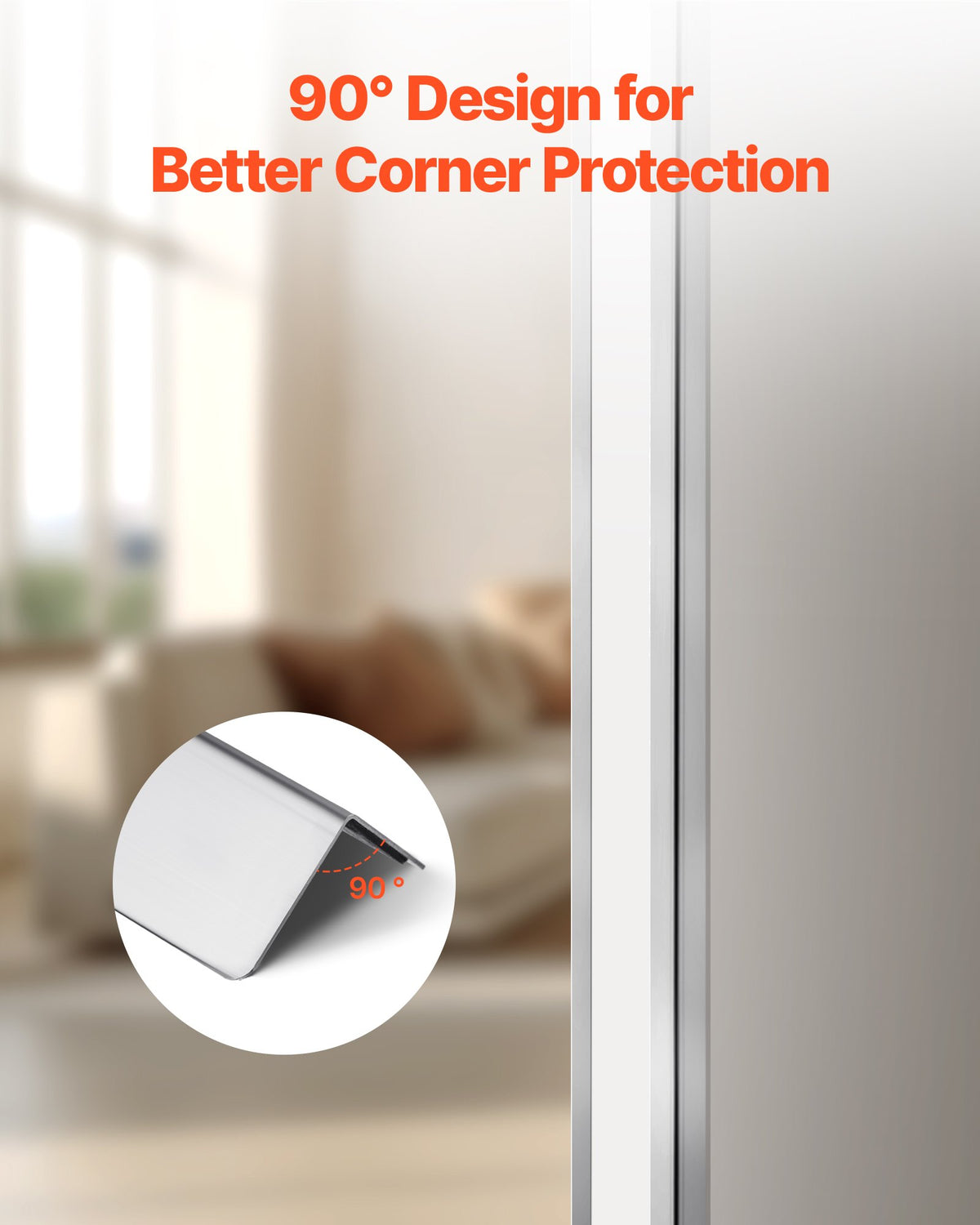 VEVOR Stainless Steel Wall Corner Protector, 1.5 x 1.5 x 96 inch, 10 Pack Metal Corner Guards, 304 Stainless Steel Edge Trim 90-Degree Angle for Home,Office,Commercial Wall Protection, with 3m Tape - BXGHJ1BXG10PTDGV3001V0 - view 5