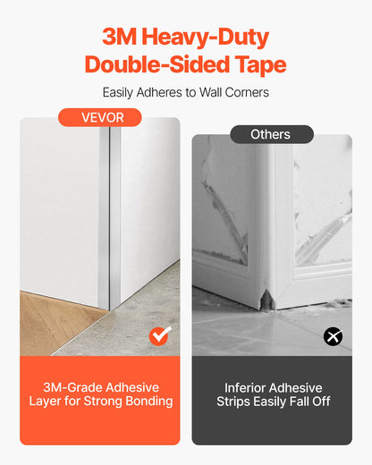 VEVOR Stainless Steel Wall Corner Protector, 1.5 x 1.5 x 96 inch, 10 Pack Metal Corner Guards, 304 Stainless Steel Edge Trim 90-Degree Angle for Home,Office,Commercial Wall Protection, with 3m Tape - BXGHJ1BXG10PTDGV3001V0 - view 6