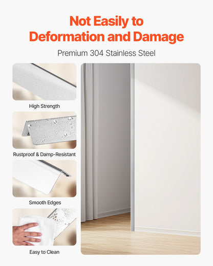 VEVOR Stainless Steel Wall Corner Protector, 1 x 1 x 48 inch, 10 Pack Metal Corner Guards, 304 Stainless Steel Edge Trim 90-Degree Angle for Home,Office,Commercial Wall Protection, with 3m Tape - BXGHJ1BXG10PYKQQ0001V0 - view 4