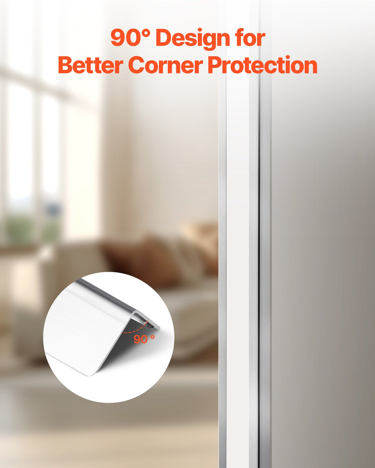 VEVOR Stainless Steel Wall Corner Protector, 1 x 1 x 48 inch, 10 Pack Metal Corner Guards, 304 Stainless Steel Edge Trim 90-Degree Angle for Home,Office,Commercial Wall Protection, with 3m Tape - BXGHJ1BXG10PYKQQ0001V0 - view 5