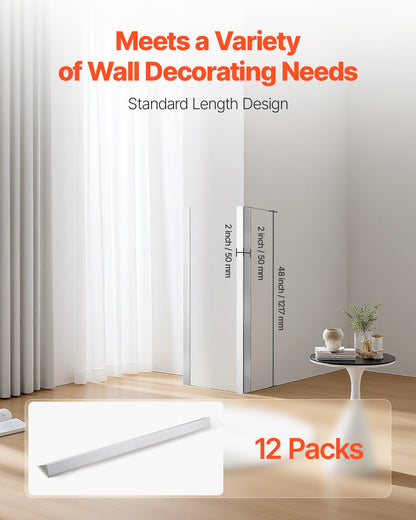 VEVOR Alluminum Alloy Wall Corner Protector, 2 x 2 x 48 inch, 12 Pack Metal Corner Guards, Edge Trim Protector 90-Degree Angle L Shape for Home,Office,Commercial Wall Protection, with 3m Tape - BXGHJ1LHJ12PE9XMM001V0 - view 3