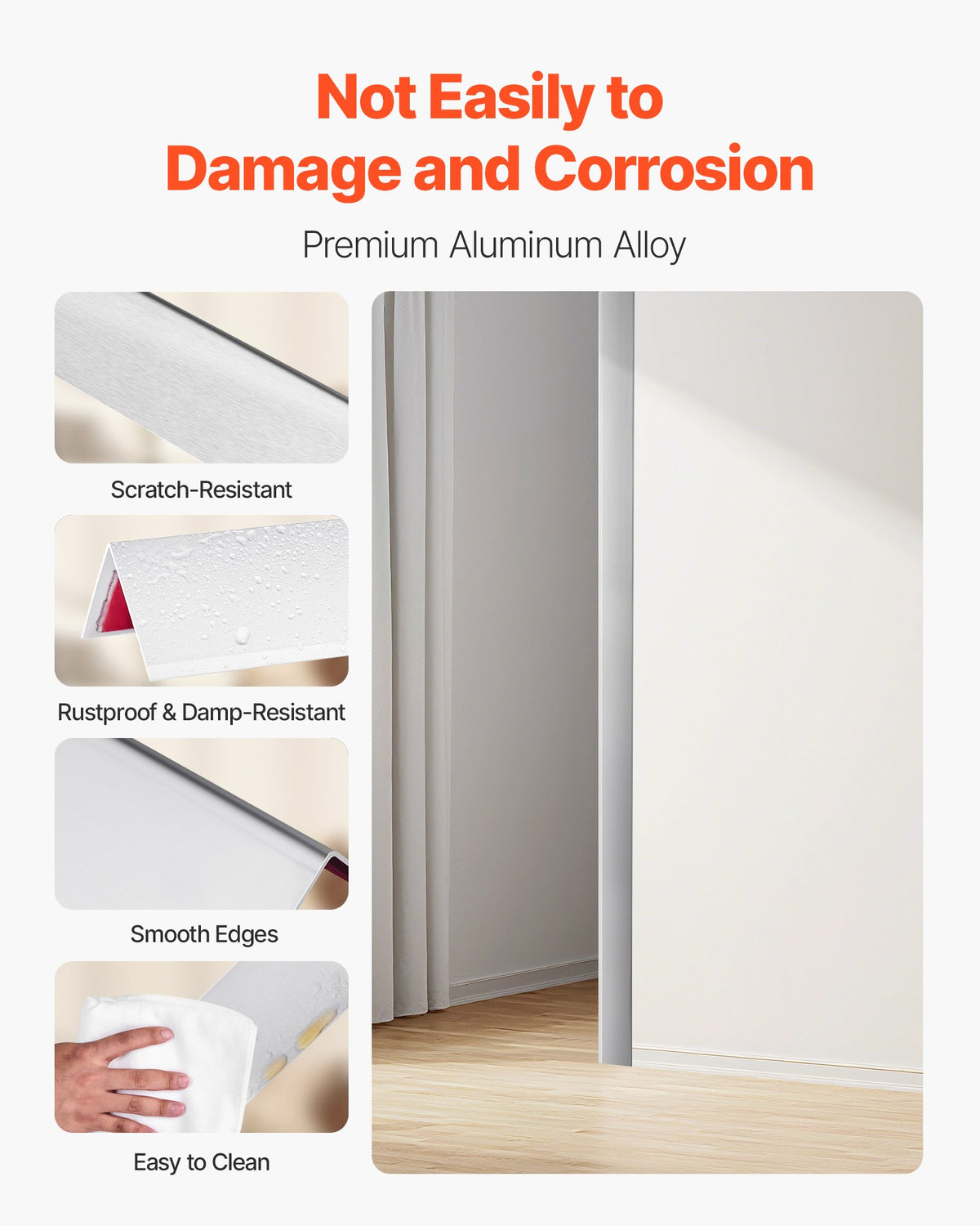 VEVOR Alluminum Alloy Wall Corner Protector, 2 x 2 x 48 inch, 12 Pack Metal Corner Guards, Edge Trim Protector 90-Degree Angle L Shape for Home,Office,Commercial Wall Protection, with 3m Tape - BXGHJ1LHJ12PE9XMM001V0 - view 4