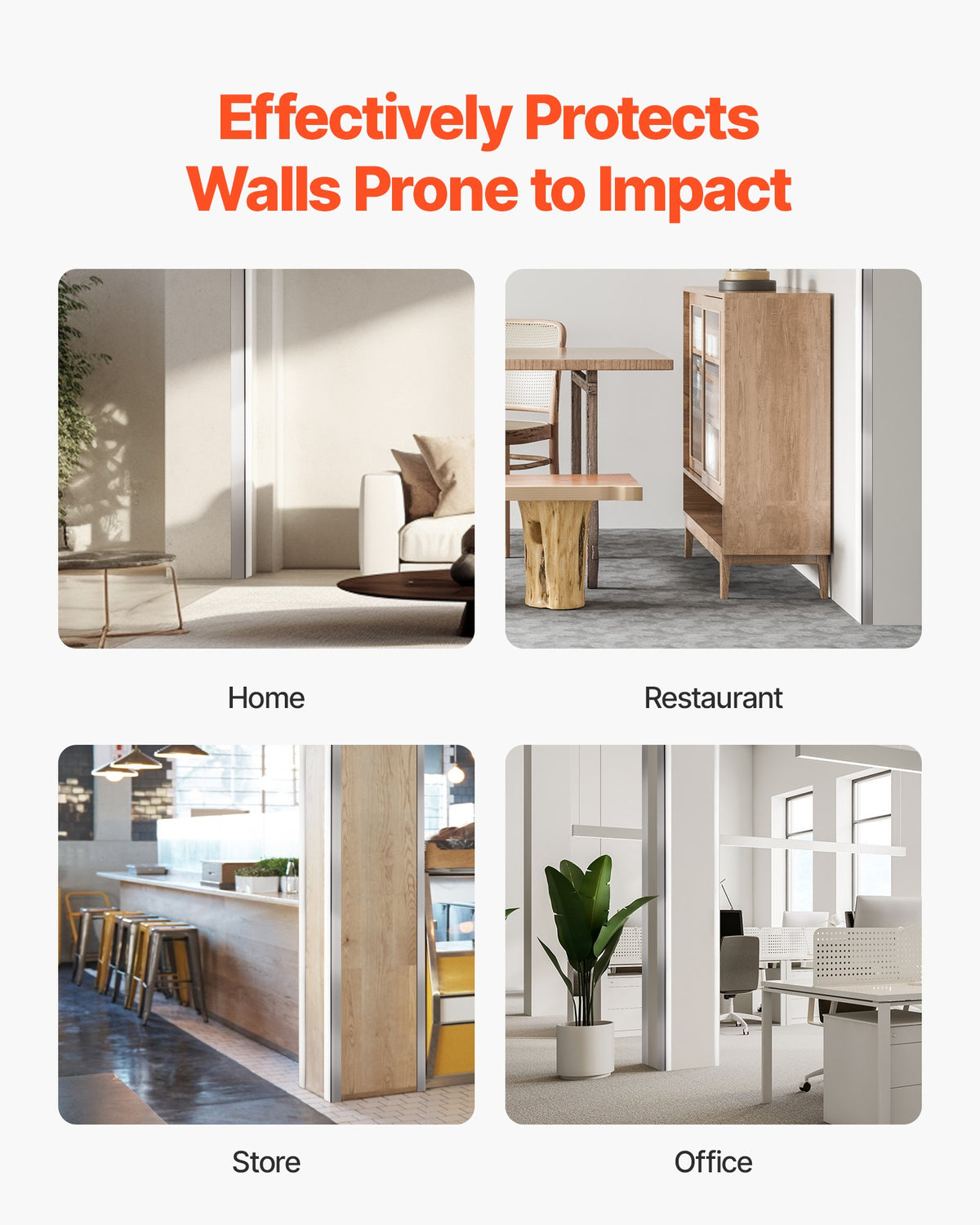 VEVOR Alluminum Alloy Wall Corner Protector, 2 x 2 x 48 inch, 12 Pack Metal Corner Guards, Edge Trim Protector 90-Degree Angle L Shape for Home,Office,Commercial Wall Protection, with 3m Tape - BXGHJ1LHJ12PE9XMM001V0 - view 7