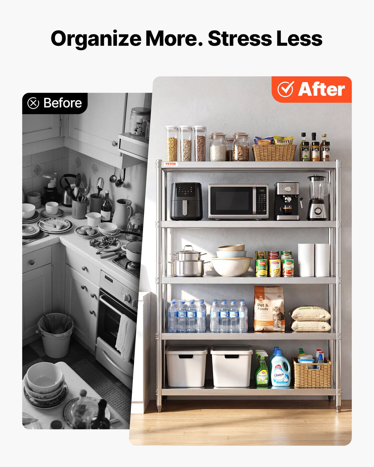 VEVOR Stainless Steel Shelving - Select Your Configuration - BXGHJ5C48X18.5YC1V0 - view 2
