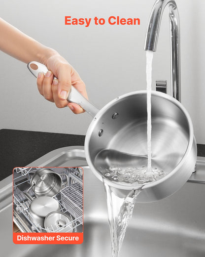 VEVOR 1.5 QT Saucepan with Steamer, Stainless Steel Saucepan with Glass Lid, Multipurpose Nonstick Stainless Steel Sauce Pot with Ergonomic Handle, Friendly for Oven, Dishwasher, Induction Cooker - BXGJG15QTDZLBUF9H001V0 - view 5
