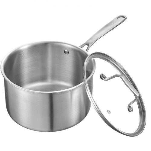 VEVOR 4 QT Saucepan, Stainless Steel Saucepan with Glass Lid, Multipurpose Nonstick Stainless Steel Small Cooking Sauce Pot with Ergonomic Handle, Friendly for Oven, Dishwasher, Induction Cooker - BXGJG4QT1JTWFU824001V0 - view 2