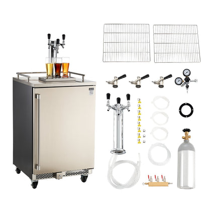 VEVOR Beer Kegerator, Triple Tap Commercial Draft Beer Dispenser for D system, Full Size Keg Refrigerator with 5lbs CO2 Tank, Hold 3 Sixth / 2 Slim / 3 Ball lock keg, 160L - BXGJSLSPJFPQ0H3CM001V1 - view 1