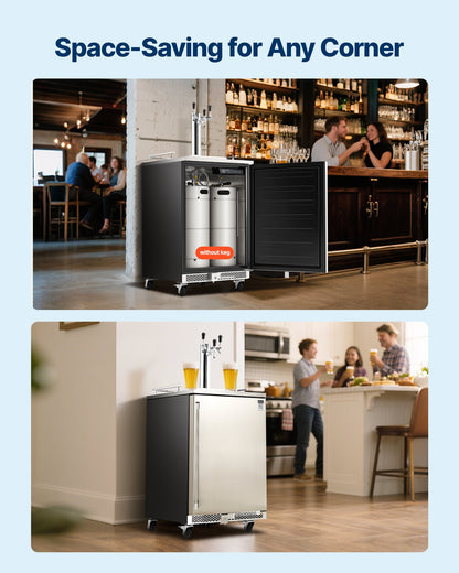 VEVOR Beer Kegerator, Triple Tap Commercial Draft Beer Dispenser for D system, Full Size Keg Refrigerator with 5lbs CO2 Tank, Hold 3 Sixth / 2 Slim / 3 Ball lock keg, 160L - BXGJSLSPJFPQ0H3CM001V1 - view 7