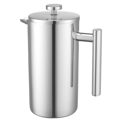 VEVOR French Press Coffee Maker, 51 Ounce 1.5 Liter Stainless Steel Coffee Press Tea Maker with Filter, Large Double Wall Insulated French Presses Cold Brew for Camping Travel Home Kitchen, Silver - BXGKFYHBXGYSXDLKO001V0 - view 10