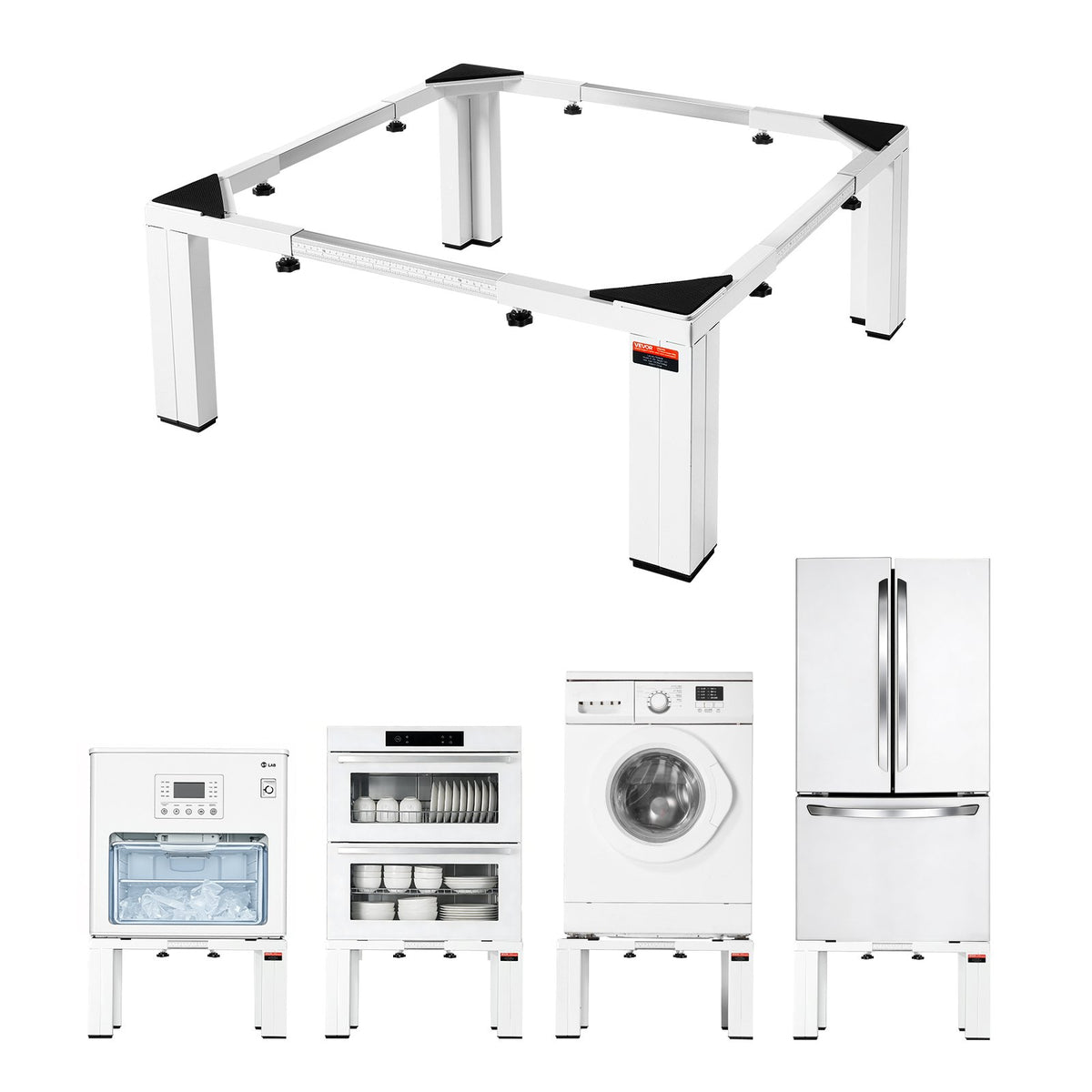 VEVOR Laundry Pedestal, 12 in Height, Washer and Dryer Pedestals with 1200 lbs Weight Load Capacity, 18.7-31 in Adjustable, Non-Slip Feet, Heavy-duty Steel Washing Machine Stand Universal Fit, White - BXGKSSZJBDL1KFCCH001V0 - view 1
