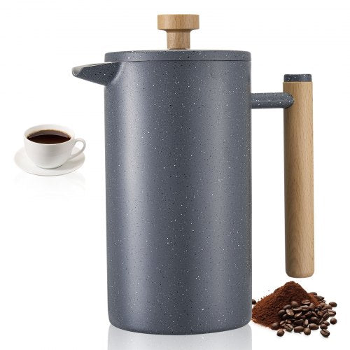 VEVOR French Press Coffee Maker, 34 Ounce 1 Liter Stainless Steel Coffee Press Tea Maker with Filter, Large Double Wall Insulated French Presses Cold Brew for Camping Travel Home Kitchen, Black - BXGPTKFYHBXGCDHOU001V0 - view 2