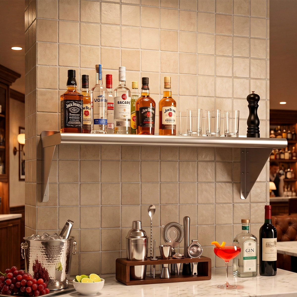 VEVOR Stainless Steel Shelf 12" x 36" Commercial Wall Mount Floating Shelf, Heavy-Duty Storage Rack with Brackets, 300LBS Strong Capacity, Easy to Clean, Suitable for Restaurant, Home Kitchen, Garage - BXGTJDXZCJK11A1VC001V0 - view 9