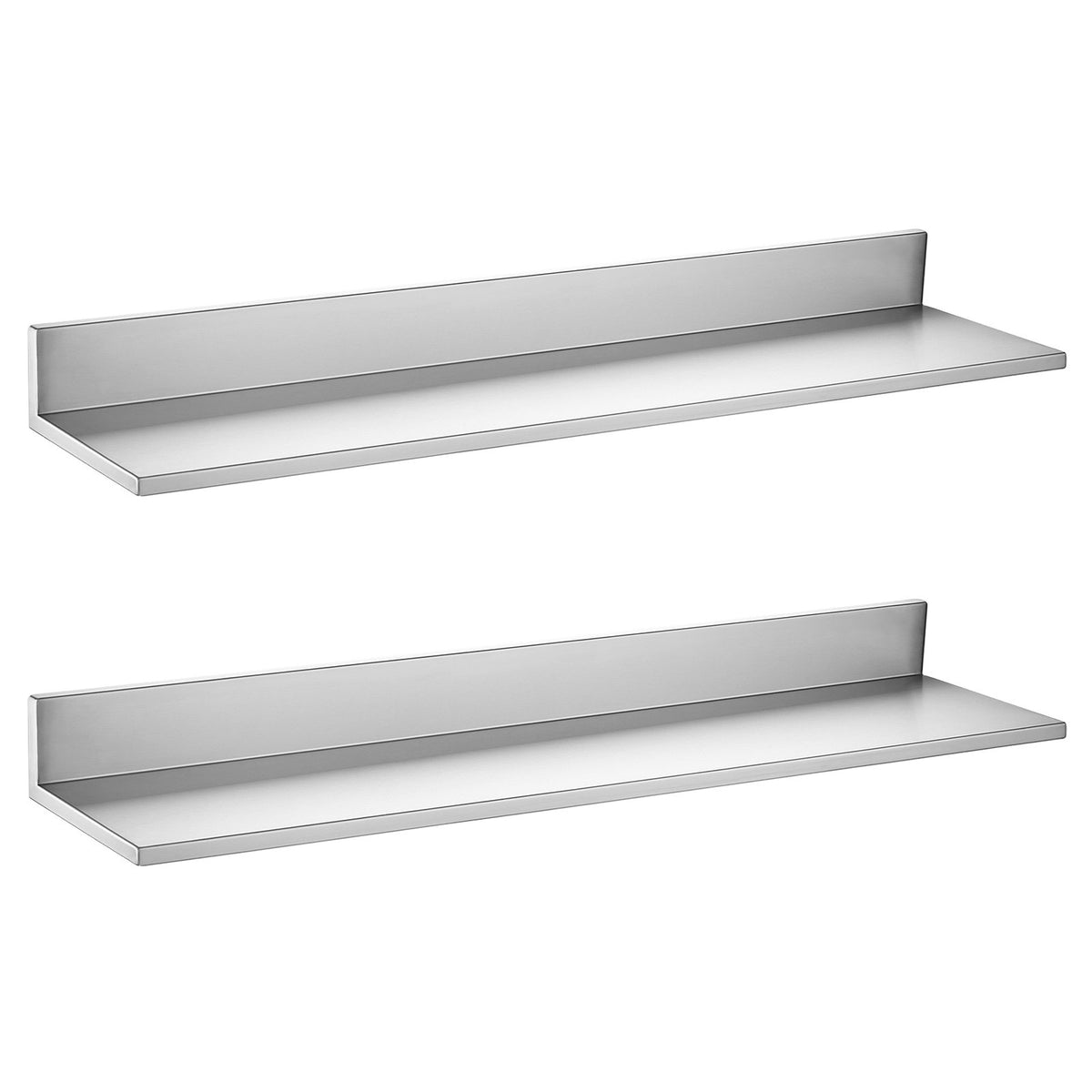 VEVOR Stainless Steel Shelf 8.6" x 36" 2-Pack Wall Mount Floating Shelf, Heavy Duty L-Shaped Commercial Shelves, 66LBS Strong Capacity, Easy to Clean, Suitable for Restaurant, Home Kitchen, Garage - BXGTJLXK2JZ8GS7BC001V0 - view 1