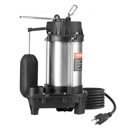 VEVOR Submersible Sewage Pump, 0.75HP 5000 GPH, Cast Iron Sewage Water Pump with 28 ft Lift 10 ft Power Cord and Automatic Float Switch, Stainless Steel for Clean Flooded Basement Yard Farm Sewer - BXGWSBBXG075R6L8GV1 - view 2