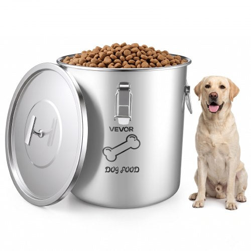 VEVOR Stainless Steel Dog Food Storage Container 17 lbs/5.28 Gal Capacity, for Living Room Kitchen, Airtight Lid & Dual Handles, 20L Large Metal for Dogs & Cats Food Rice Flour, Keep Fresh, Easy Clean - BXGXMXBXG1PCC3V5A001V0 - view 2