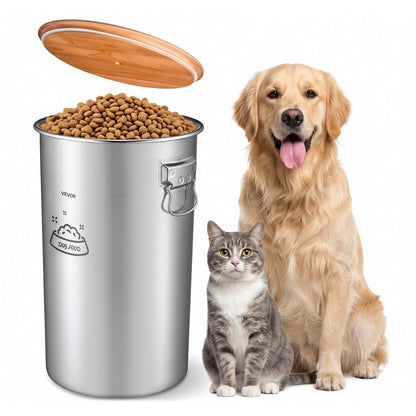 VEVOR Stainless Steel Dog Food Storage Container 30 lbs/9.25 Gal Capacity, for Living Room Kitchen, Airtight Lid & Dual Handles, 35L Large Metal for Dogs & Cats Food Rice Flour, Keep Fresh, Easy Clean - BXGXMXBXG1PCXKRN7001V0 - view 1