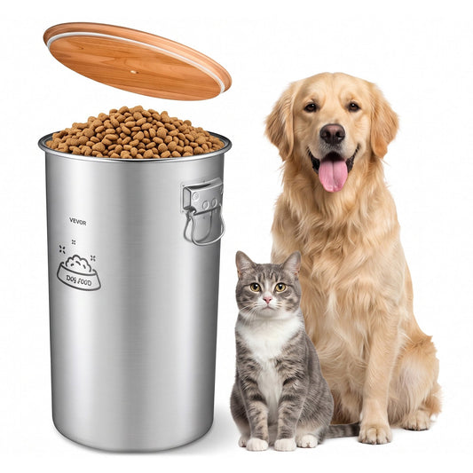 VEVOR Stainless Steel Dog Food Storage Container 30 lbs/9.25 Gal Capacity, for Living Room Kitchen, Airtight Lid & Dual Handles, 35L Large Metal for Dogs & Cats Food Rice Flour, Keep Fresh, Easy Clean - BXGXMXBXG1PCXKRN7001V0 - view 1