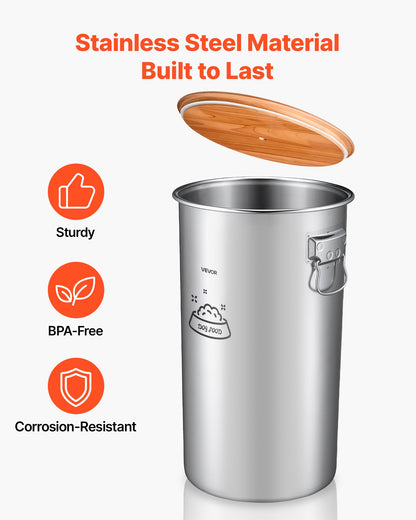 VEVOR Stainless Steel Dog Food Storage Container 30 lbs/9.25 Gal Capacity, for Living Room Kitchen, Airtight Lid & Dual Handles, 35L Large Metal for Dogs & Cats Food Rice Flour, Keep Fresh, Easy Clean - BXGXMXBXG1PCXKRN7001V0 - view 5