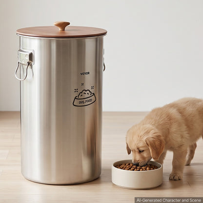 VEVOR Stainless Steel Dog Food Storage Container 30 lbs/9.25 Gal Capacity, for Living Room Kitchen, Airtight Lid & Dual Handles, 35L Large Metal for Dogs & Cats Food Rice Flour, Keep Fresh, Easy Clean - BXGXMXBXG1PCXKRN7001V0 - view 9