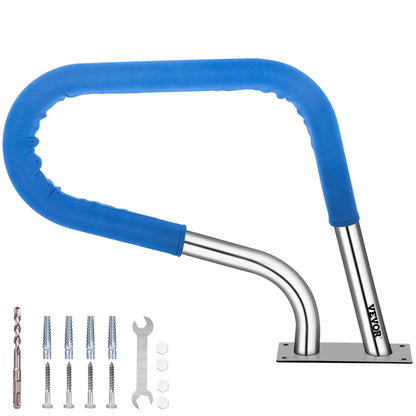 VEVOR Pool Rail 30x22 Pool Railing 304 Stainless Steel 250LBS Load Capacity Silver Rustproof Pool Handrail Humanized Swimming Pool Handrail with Blue Grip Cover & M8 Drill Bit & Self-Taping Screws - BXGYCFS3W30X22YC1V0 - view 1