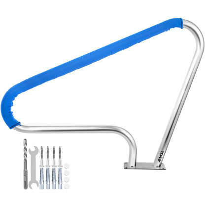 VEVOR Pool Rail 48x36 Pool Railing 304 Stainless Steel 250LBS Load Capacity Silver Rustproof Pool Handrail Humanized Swimming Pool Handrail with Blue Grip Cover & M8 Drill Bit & Self-Taping Screws - BXGYCFS3W48X36YC1V0 - view 9