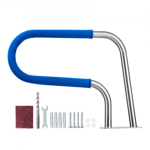 VEVOR Pool Rail, 31 x 22 inch Pool Handrail, 220 lbs Load Capacity Heavy Duty 304 Stainless Steel Swimming Handrail, Detachable Nonslip Sleeve, Rich Accessories, for Poolside, Water Parks， Spa Centers - BXGYCFSDDB302DUEF001V0 - view 2