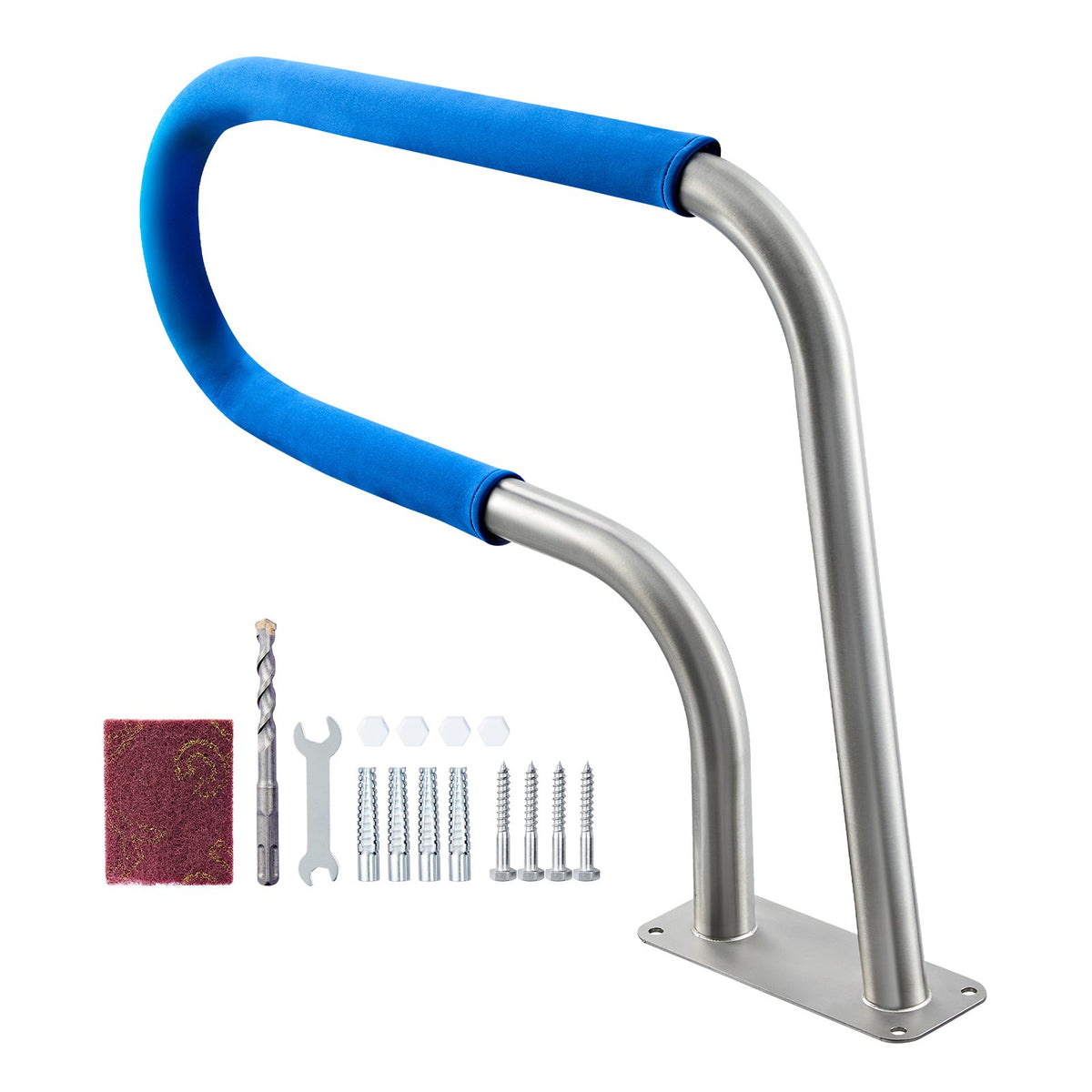 VEVOR Pool Rail, 31 x 22 inch Pool Handrail, 220 lbs Load Capacity Heavy Duty 304 Stainless Steel Swimming Handrail, Detachable Nonslip Sleeve, Rich Accessories, for Poolside, Water Parks， Spa Centers - BXGYCFSDDB302DUEF001V0 - view 10