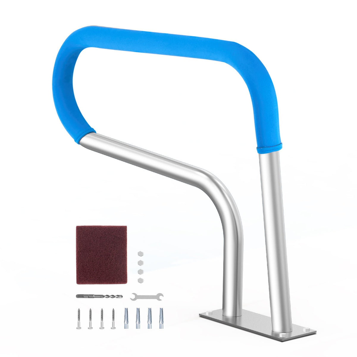 VEVOR Pool Handrail, 32 x 23 inch Pool Railing, Stainless Steel with Base Plate for Indoor/Outdoor Pools,Swimming Pool Safety Railing for Decks,Rust-Proof Grab Bar w/ Grip Cover&Accessories for Spas - BXGYCFSDDB32ODJT3V0 - view 1