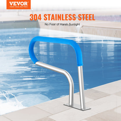 VEVOR Pool Handrail, 32 x 23 inch Pool Railing, Stainless Steel with Base Plate for Indoor/Outdoor Pools,Swimming Pool Safety Railing for Decks,Rust-Proof Grab Bar w/ Grip Cover&Accessories for Spas - BXGYCFSDDB32ODJT3V0 - view 3