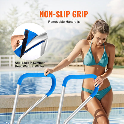 VEVOR Pool Handrail, 39 x 32 inch Pool Railing, Stainless Steel with Base Plate for Indoor/Outdoor Pools,Swimming Pool Safety Railing for Decks,Rust-Proof Grab Bar w/ Grip Cover&Accessories for Spas - BXGYCFSDDB39WBGVHV0 - view 5