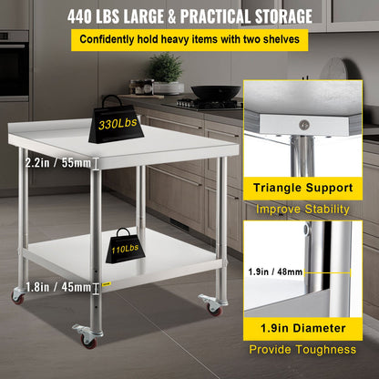 VEVOR Commercial Worktables - Select Your Configuration - BXGYDGZ362435W02CV0 - view 3