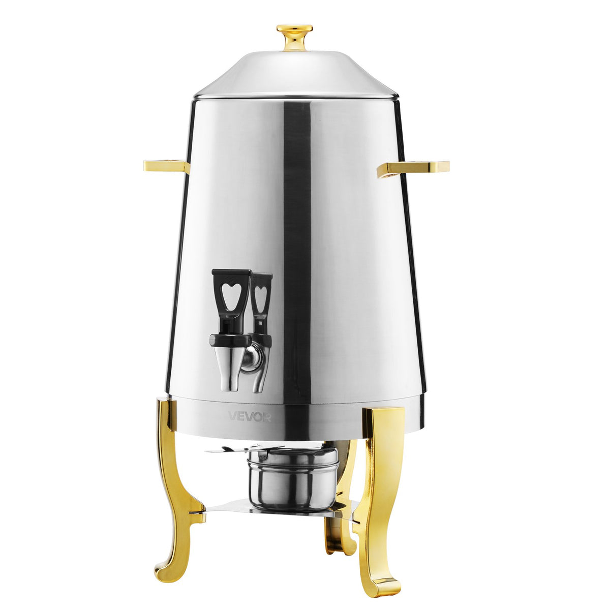 VEVOR Stainless Steel Beverage Dispenser, 3.4 Gallon Drink Dispenser  with Alcohol Burner, Hot & Cold Drink Dispensers with Spigot for Coffee Tea Hot Water, Ideal for Restaurants, Hotels, Parties - BXGYLFPQBXGS033D5001V0 - view 1
