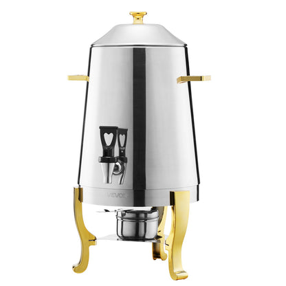 VEVOR Stainless Steel Beverage Dispenser, 3.4 Gallon Drink Dispenser  with Alcohol Burner, Hot & Cold Drink Dispensers with Spigot for Coffee Tea Hot Water, Ideal for Restaurants, Hotels, Parties - BXGYLFPQBXGS033D5001V0 - view 1