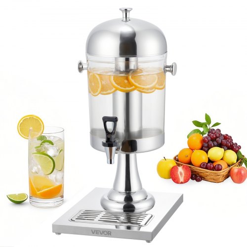 VEVOR Beverage Dispenser, 2.1 Gallon Drink Dispenser for Parties, Stainless Steel + Plastic Juice Dispensers with Spigot Ice Chamber Tray, Iced Tea Lemonade Juice Dispensers, for Restaurants, Hotels - BXGYLFPQBXGSPZZPX001V0 - view 2