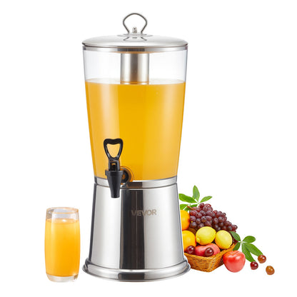 VEVOR Beverage Dispenser, 2.1 Gallon Drink Dispenser for Parties, Stainless Steel + Plastic Juice Dispensers with Spigot Ice Chamber, Iced Tea Lemonade Juice Water Dispensers, for Restaurants, Hotels - BXGYLFPQBXGSY3S22001V0 - view 1