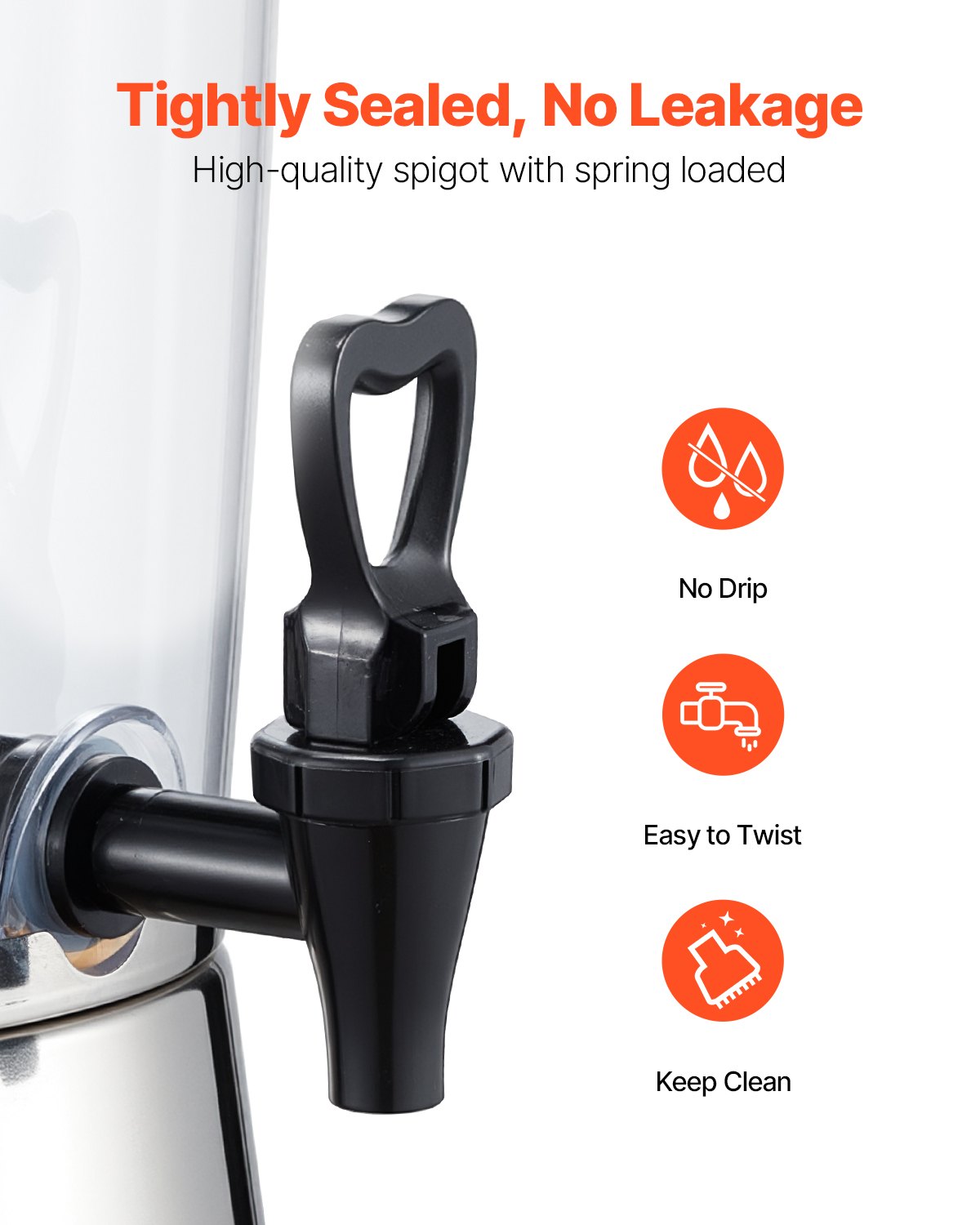 VEVOR Beverage Dispenser, 2.1 Gallon Drink Dispenser for Parties, Stainless Steel + Plastic Juice Dispensers with Spigot Ice Chamber, Iced Tea Lemonade Juice Water Dispensers, for Restaurants, Hotels - BXGYLFPQBXGSY3S22001V0 - view 6