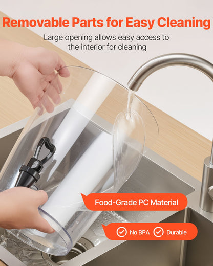 VEVOR Beverage Dispenser, 2.1 Gallon Drink Dispenser for Parties, Stainless Steel + Plastic Juice Dispensers with Spigot Ice Chamber, Iced Tea Lemonade Juice Water Dispensers, for Restaurants, Hotels - BXGYLFPQBXGSY3S22001V0 - view 7