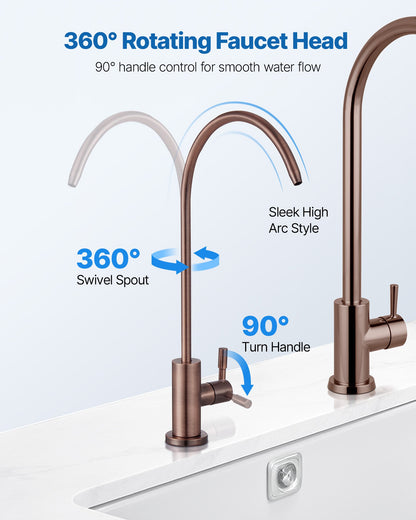 VEVOR Ro Water Faucet, Lead-Free Stainless Steel Faucet, Drinking Water Faucets with Solid Brass Valve, Anti-Rust & Durability Drinking Water Faucets For Kitchen, Bar Counter, Cafe, Antique Bronze - BXGZTBSGLSLTCHT9T001V0 - view 4