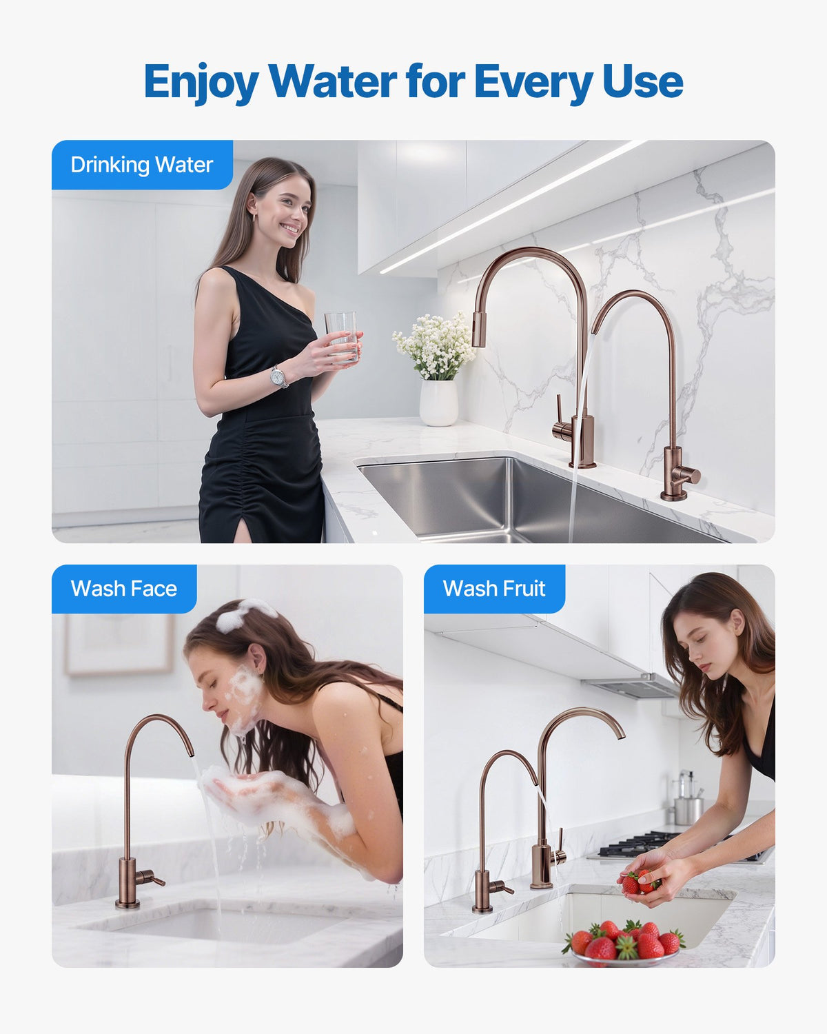 VEVOR Ro Water Faucet, Lead-Free Stainless Steel Faucet, Drinking Water Faucets with Solid Brass Valve, Anti-Rust & Durability Drinking Water Faucets For Kitchen, Bar Counter, Cafe, Antique Bronze - BXGZTBSGLSLTCHT9T001V0 - view 7