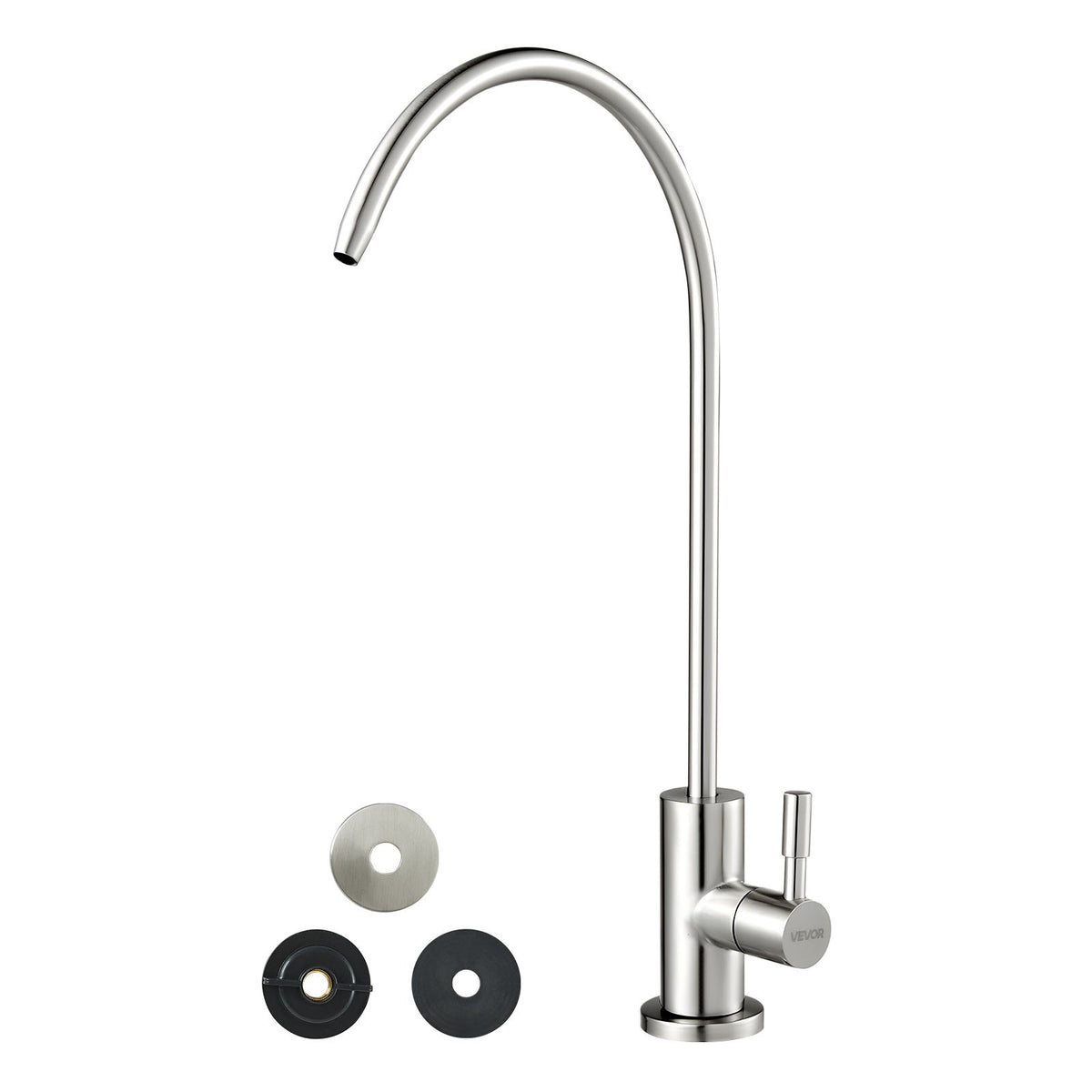 VEVOR Stainless Steel Faucet, Lead-Free Drinking Water Faucets, Reverse Osmosis Faucet with Solid Brass Valve, High Arch Filtered Water Faucets For Kitchen Sink, Bar Counter, Cafe Shop, Brushed Nickel - BXGZTBSGLSLTDJEHJ001V0 - view 1