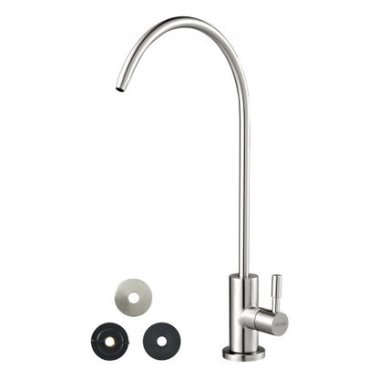 VEVOR Stainless Steel Faucet, Lead-Free Drinking Water Faucets, Reverse Osmosis Faucet with Solid Brass Valve, High Arch Filtered Water Faucets For Kitchen Sink, Bar Counter, Cafe Shop, Brushed Nickel - BXGZTBSGLSLTDJEHJ001V0 - view 2