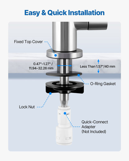 VEVOR Stainless Steel Faucet, Lead-Free Drinking Water Faucets, Reverse Osmosis Faucet with Solid Brass Valve, High Arch Filtered Water Faucets For Kitchen Sink, Bar Counter, Cafe Shop, Brushed Nickel - BXGZTBSGLSLTDJEHJ001V0 - view 6