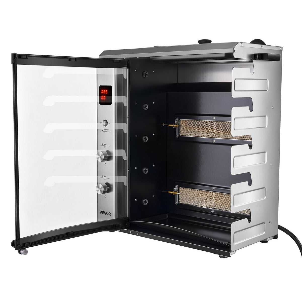 VEVOR Countertop Vertical Oven Brazilian Flame 5 Auto Rotating Skewers, for Steak, Fish, Lamb Leg, Outdoor Gas Heating Rotisserie Shawarma Machine, Meat Kebab Grill, with Curved Glass Door - BXKRJBXGHXM50OVBX001V1 - view 10