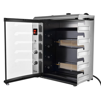 VEVOR Countertop Vertical Oven Brazilian Flame 5 Auto Rotating Skewers, for Steak, Fish, Lamb Leg, Outdoor Gas Heating Rotisserie Shawarma Machine, Meat Kebab Grill, with Curved Glass Door - BXKRJBXGHXM50OVBX001V1 - view 10