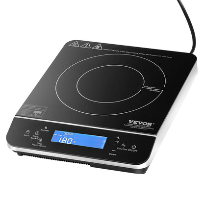 VEVOR Portable Induction Cooktop, 1500W Electric Induction Burner with 9 Temperature Settings, Countertop Induction Hot Plate with 4H Timer, 24H Reservation, Child Lock, Easy to Clean, for Cooking - BXKTMSDCL1509ZY8VV1 - view 1