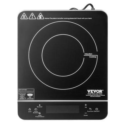 VEVOR Portable Induction Cooktop, 1500W Electric Induction Burner with 9 Temperature Settings, Countertop Induction Hot Plate with 4H Timer, 24H Reservation, Child Lock, Easy to Clean, for Cooking - BXKTMSDCL1509ZY8VV1 - view 10
